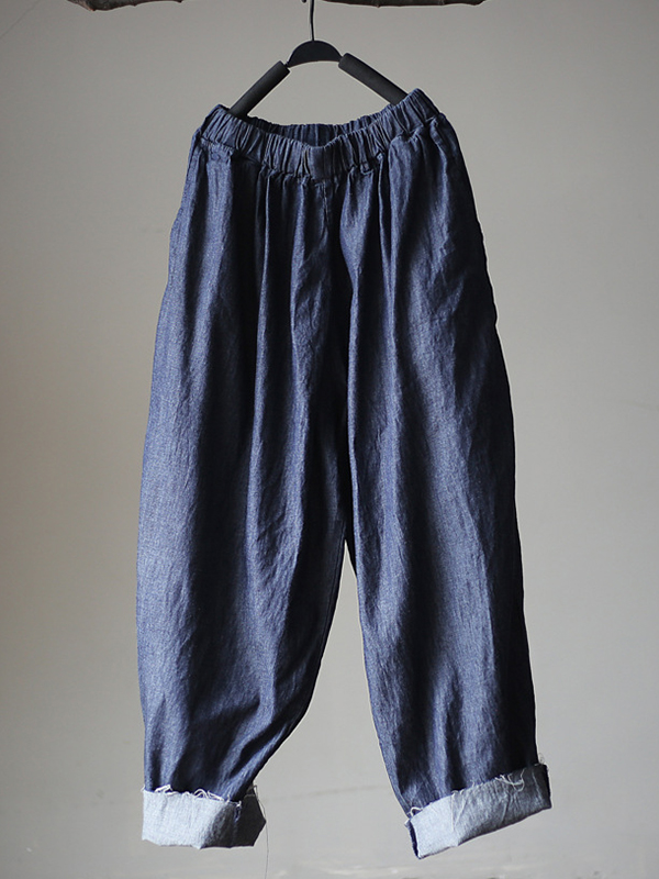 Vintage Loose Denim Color Wide Leg Jean Pants