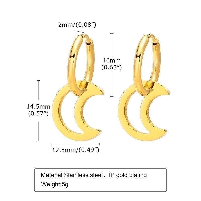 1 Pair Minimalist Star Plating Inlay 201 Stainless Steel Zircon 18K Gold Plated Drop Earrings