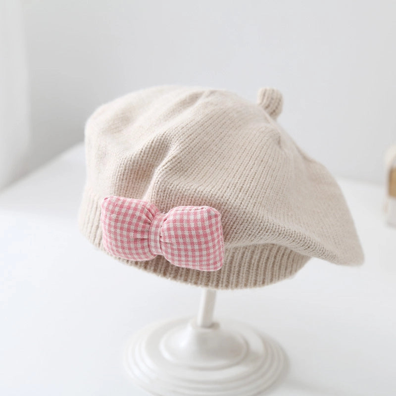 Children Unisex Cute Sweet Solid Color Beret Hat
