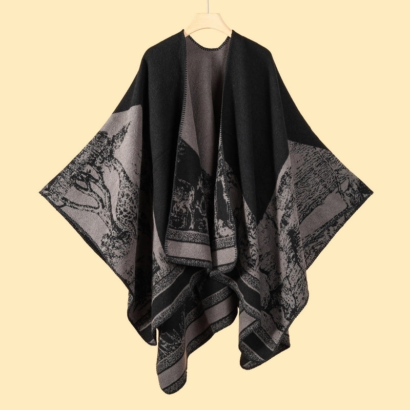 Women's Retro Graffiti Polyester Acrylic Oil Painting Shawl