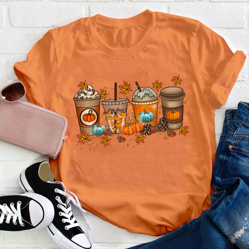 Fall Coffee Teacher T-Shirt