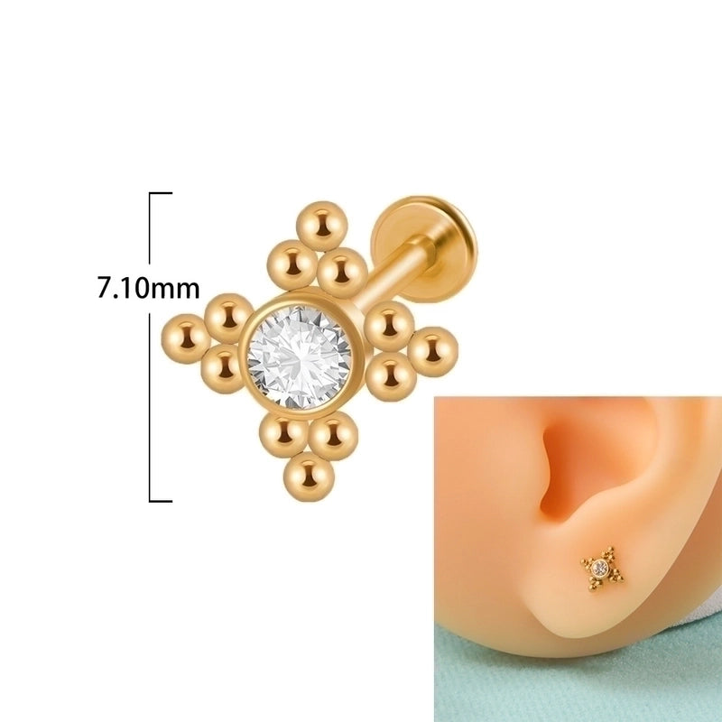 1 Piece Lip Rings Casual Elegant Minimalist Geometric 304 Stainless Steel Plating Inlay Rhinestones 18K Gold Plated