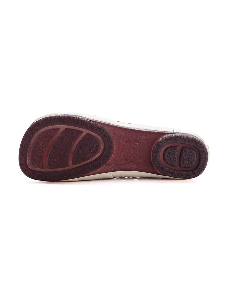 Women Summer Ethnic Flower Leather Spliced Shoes