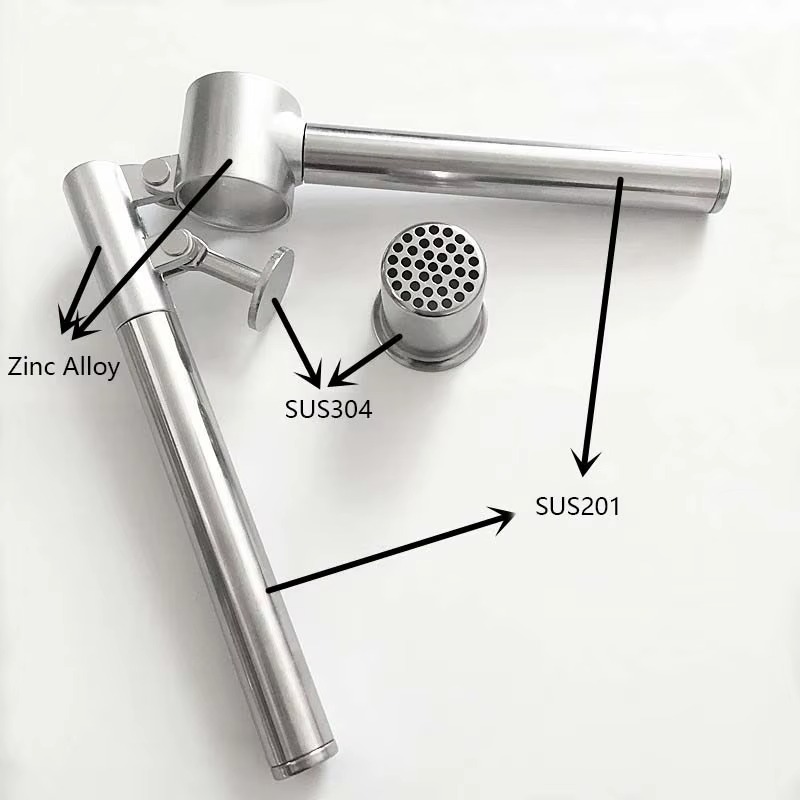 Hm5701 hot sale vegetable tools multifunctional zinc alloy garlic press ginger crusher manual ginger chopper garlic crusher pr