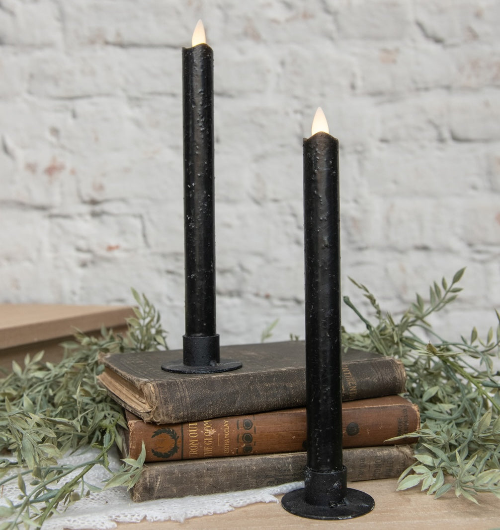 Black Taper Candles with Moving Flame