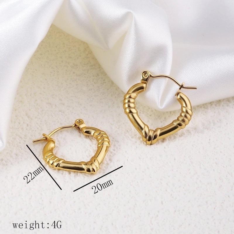 12 Pieces Minimalist Commute Geometric Heart Shape Plating Titanium Steel Drop Earrings Earrings Ear Studs