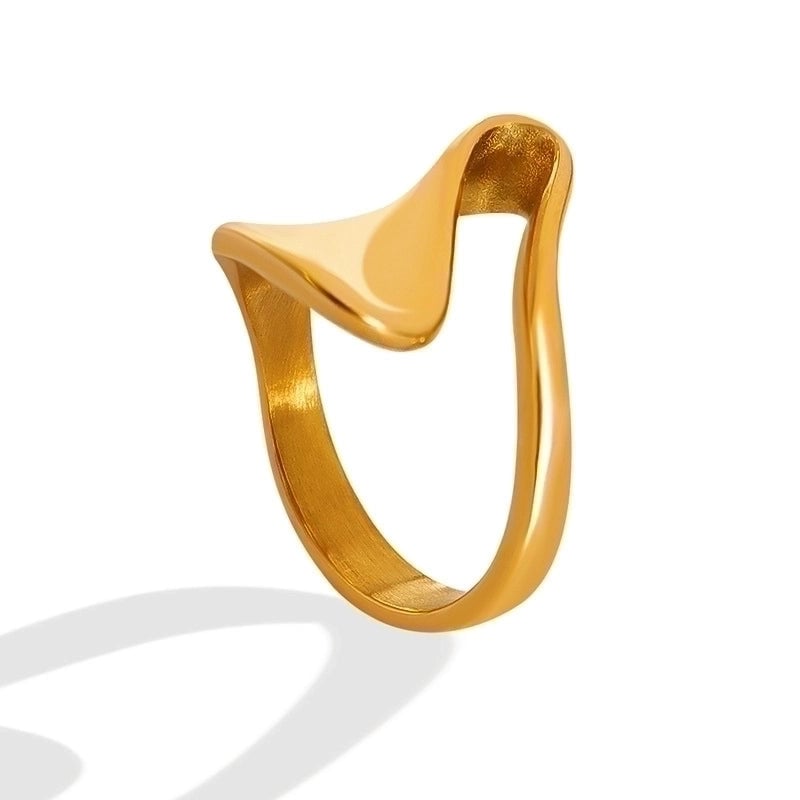 Fashion Geometric 304 Stainless Steel No Inlaid 18K Gold Plated Plating Rings