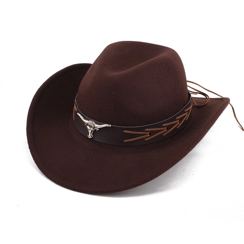 Ethnic Style Topper Hat Western Cowboy Hat Tibetan Tibetan Performance Hat Woolen Hat Central Retro Woolen Hat