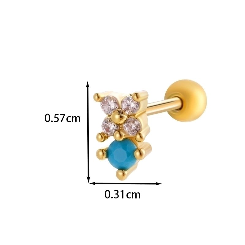 1 Piece Ear Cartilage Rings & Studs IG Style French Style  Water Droplets Flower Copper Inlay Zircon