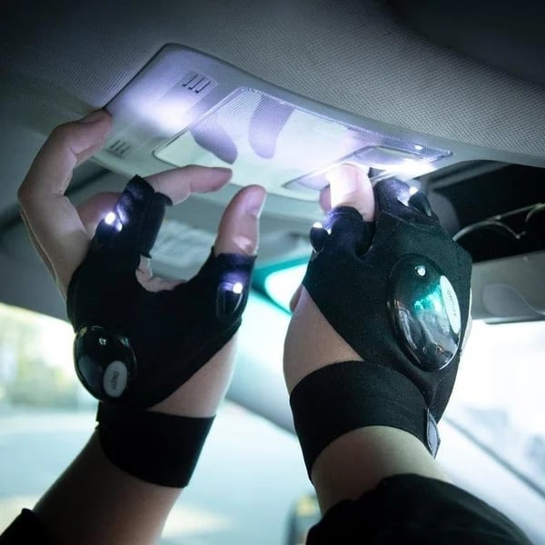 LED Flashlight Waterproof Gloves - Practical Durable Fingerless Gloves