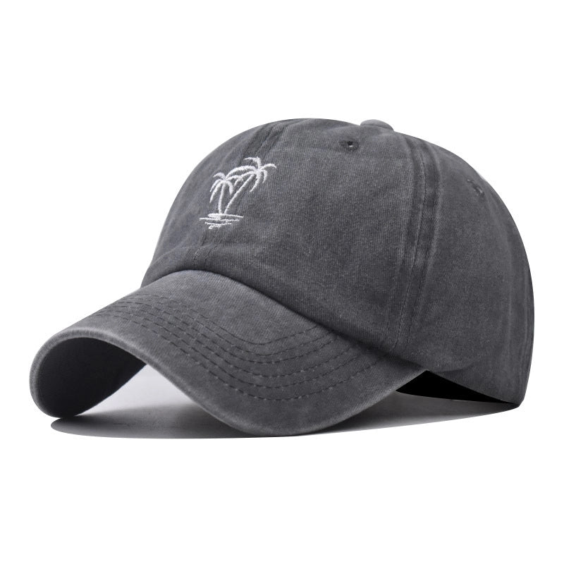 Unisex Basic Coconut Tree Embroidery Crimping Baseball Cap