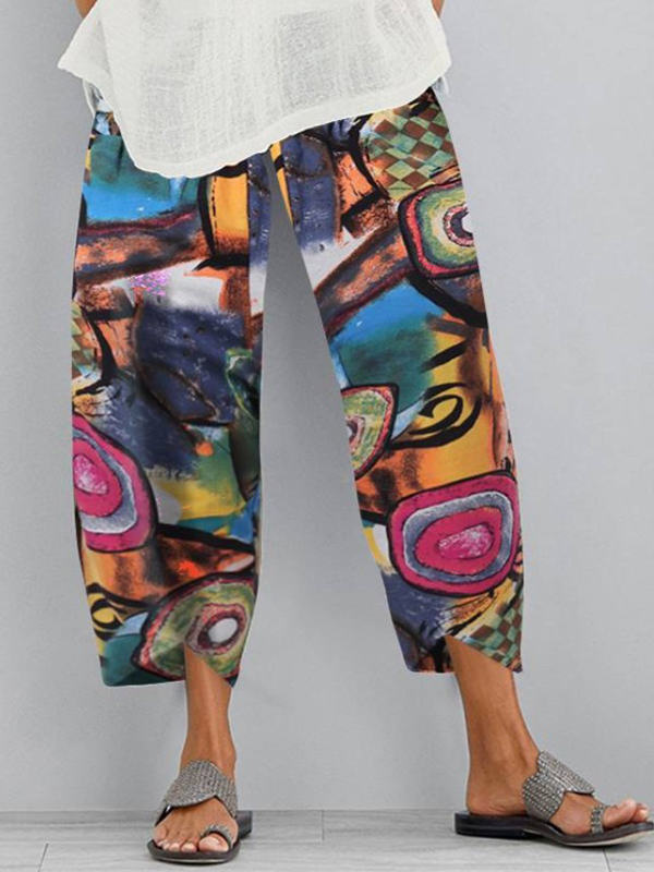Loose Plus Size Figure Pockets Split-Joint Pants Trousers