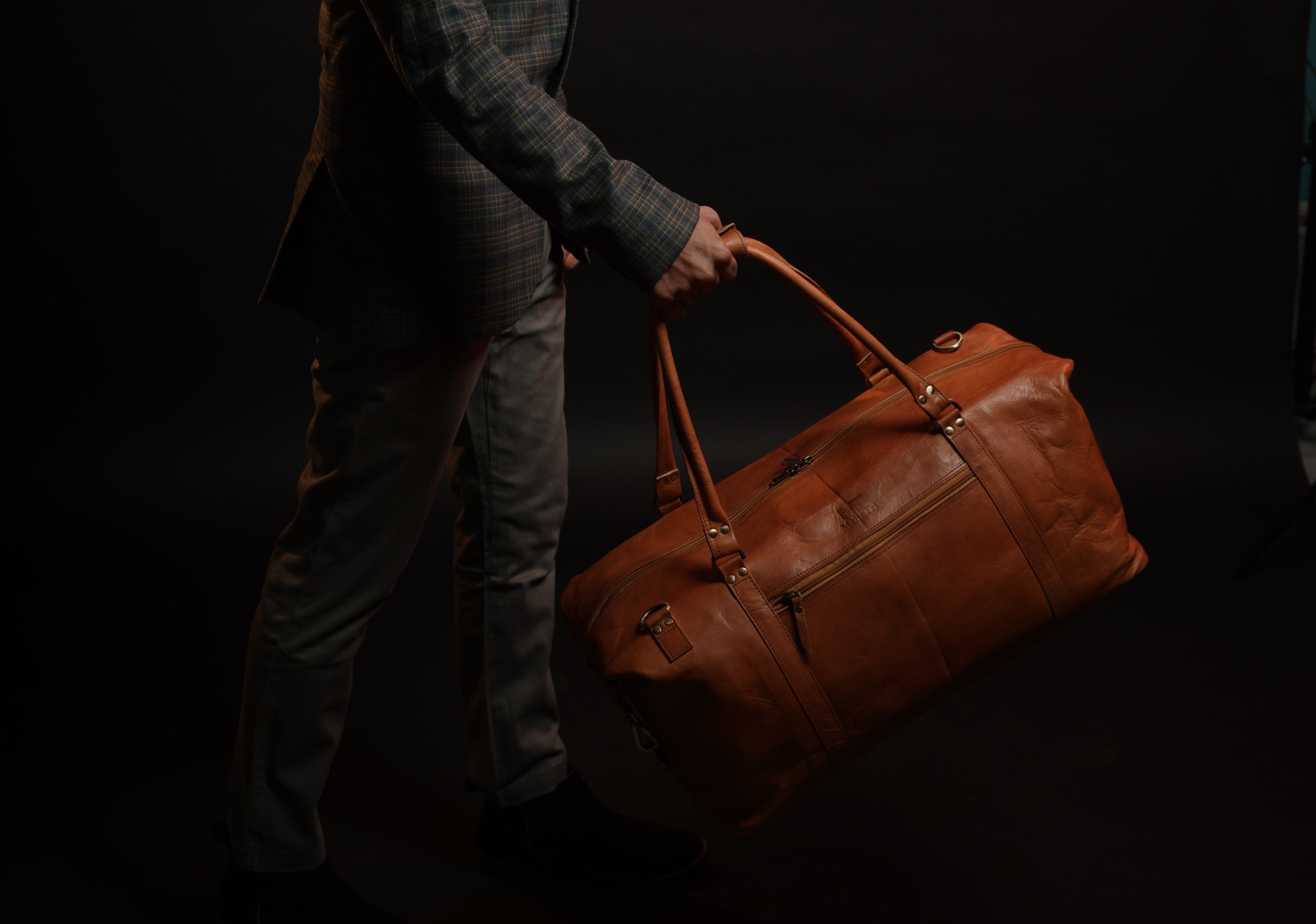 Leather Weekender Duffle Travel Bag