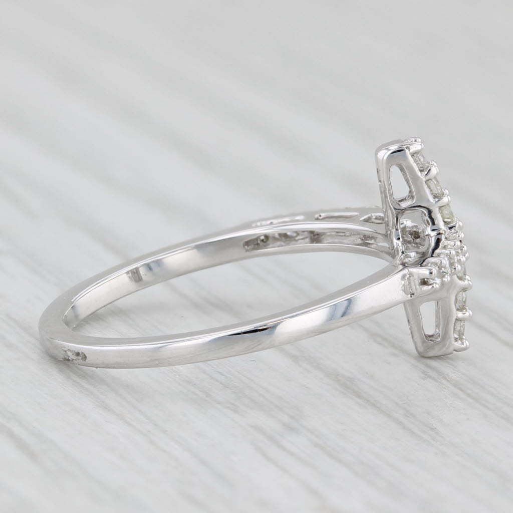 New 0.25ctw Diamond Cross Ring 14k White Gold Size 6.25