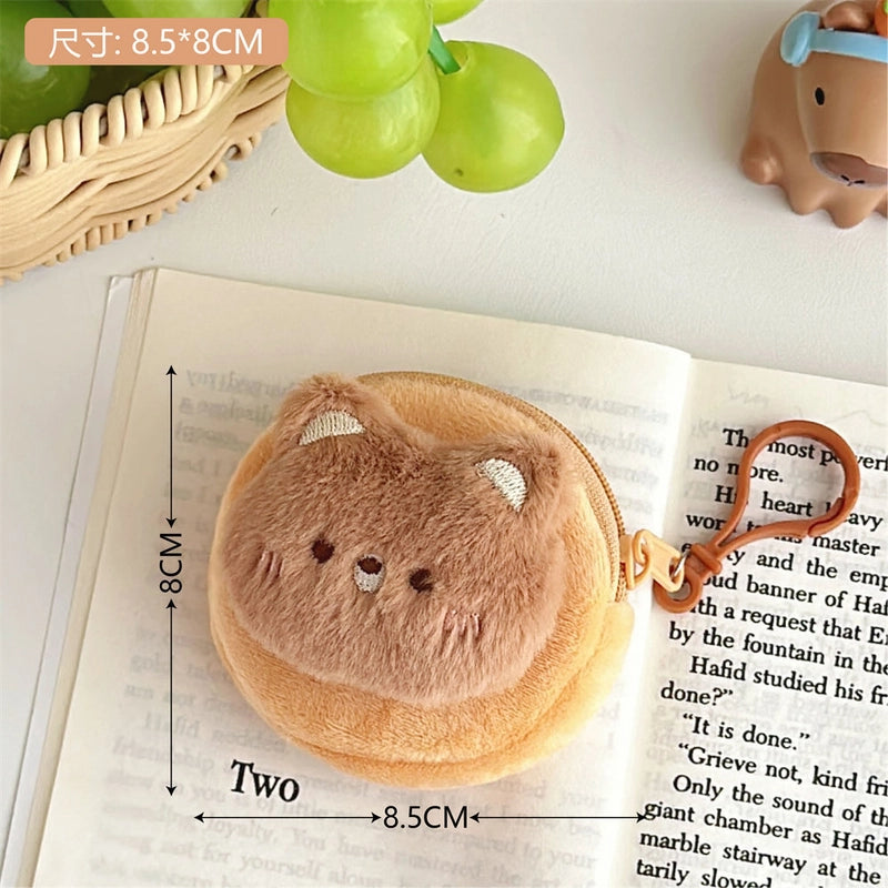 Unisex Animal Capybara Plush Side Zipper Coin Purses