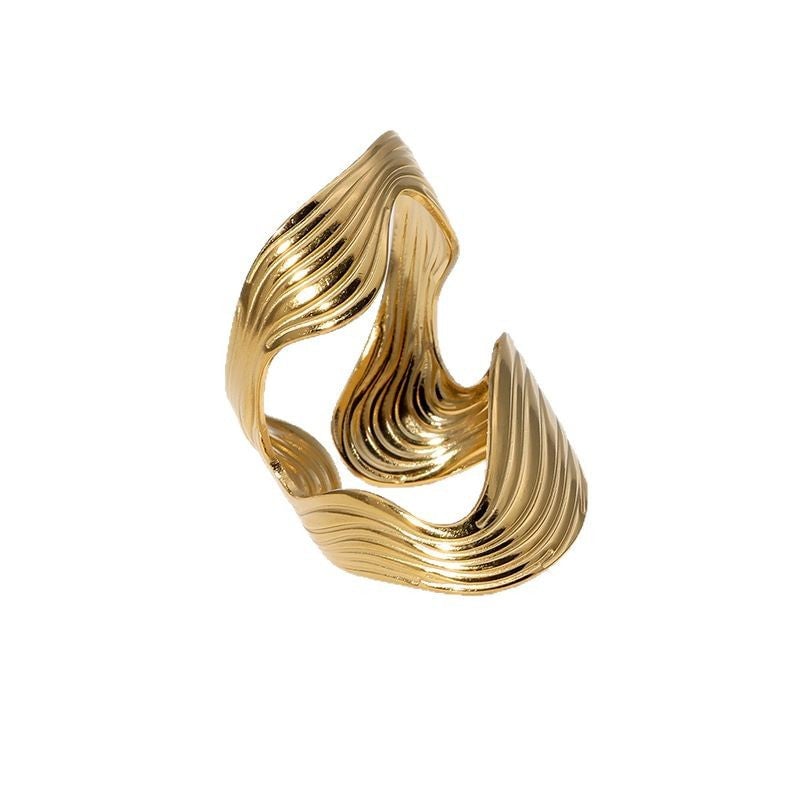 Irregular Shaped Ring Opening Wide Version Personality Exaggerated Ins Stainless Steel Ring