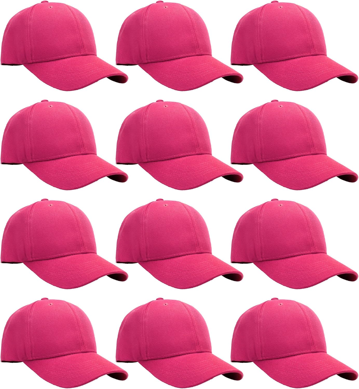 Falari Wholesale Bulk Lot 12-Pack Baseball Cap Adjustable Size Plain Blank Solid Color