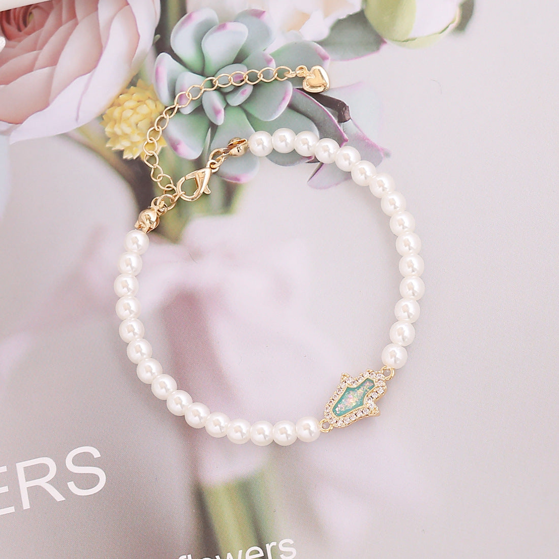 Women IG Style Palm Alloy Electroplating Bracelets