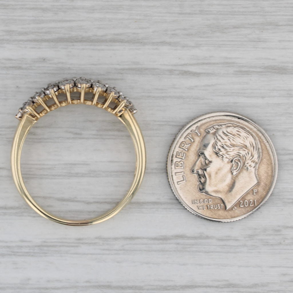 0.20ctw Diamond Cluster Ring 10k Yellow Gold Size 8.5 Wedding