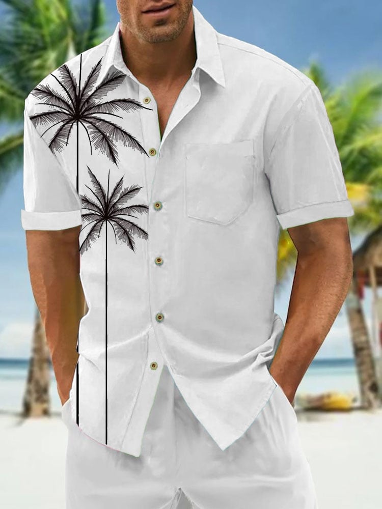 Casual Hawaiian Print Short Sleeve Pocket Shirt