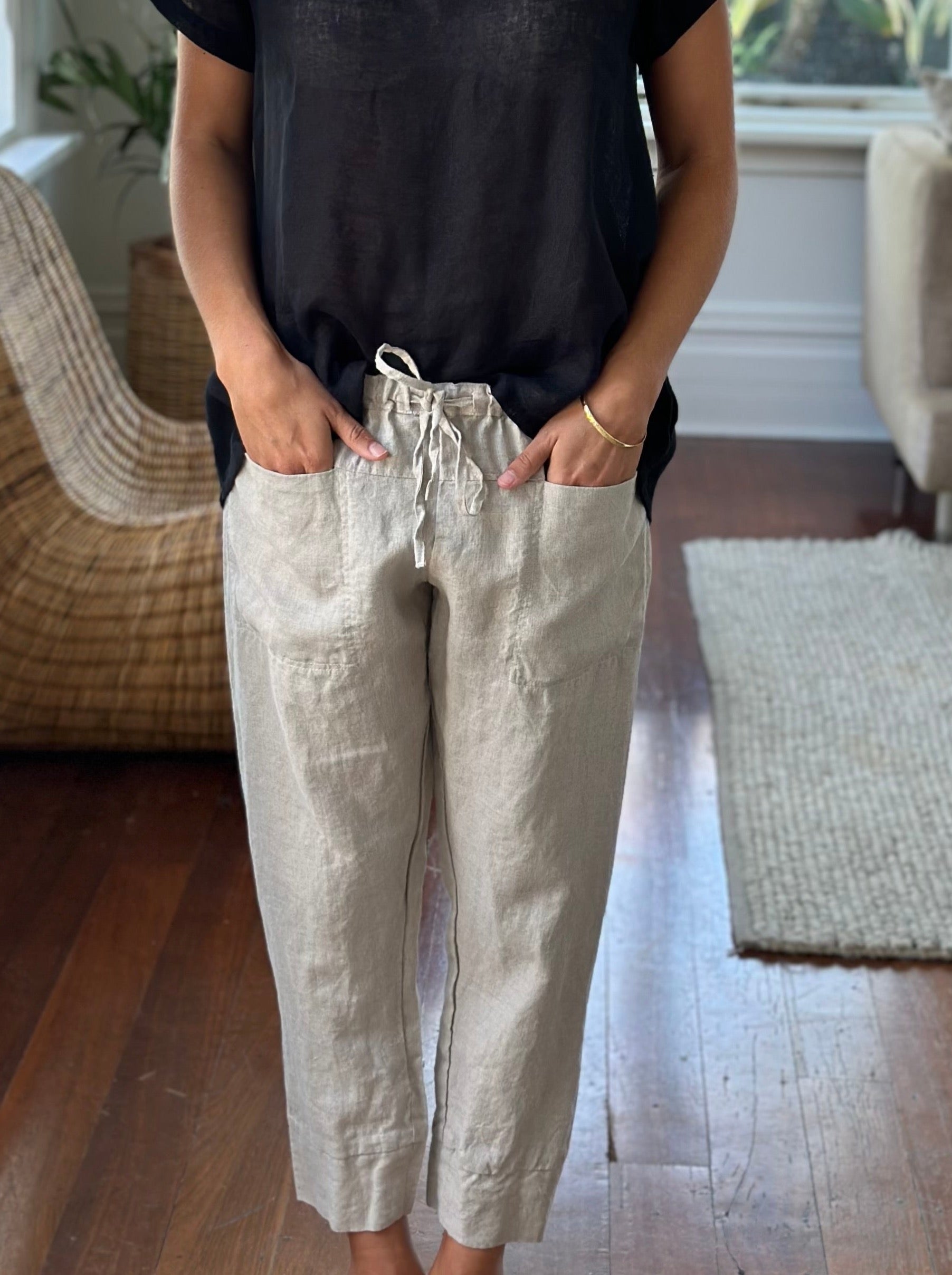 darcy pants - natural linen