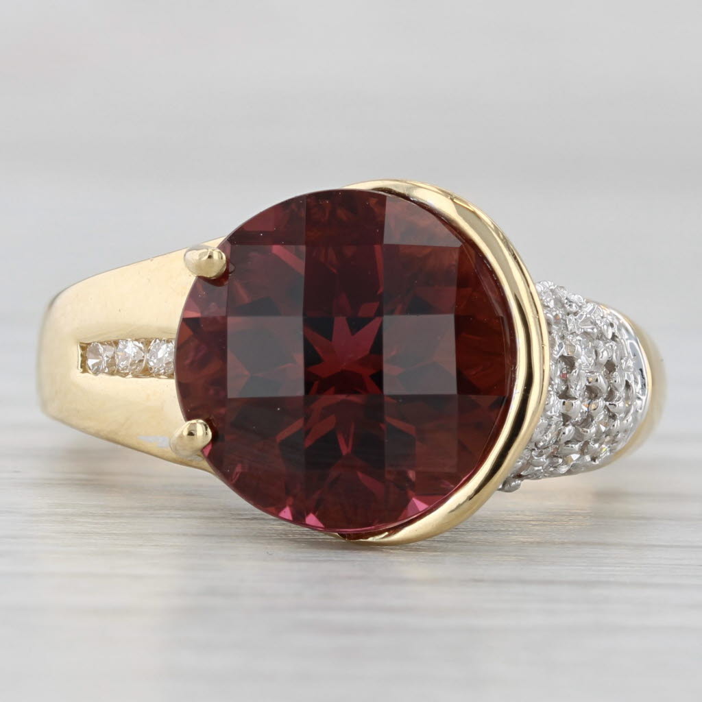 8.90ctw Tourmaline Diamond Ring 18k Yellow Gold Size 8 Cocktail