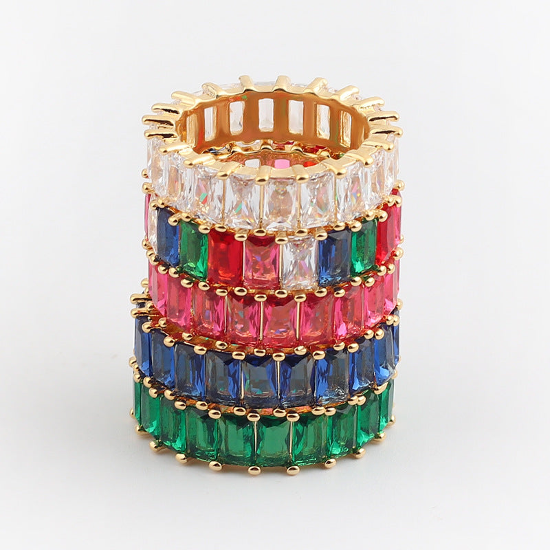 Moderate Luxury Unisex Quadrilateral Artificial Crystal Rings