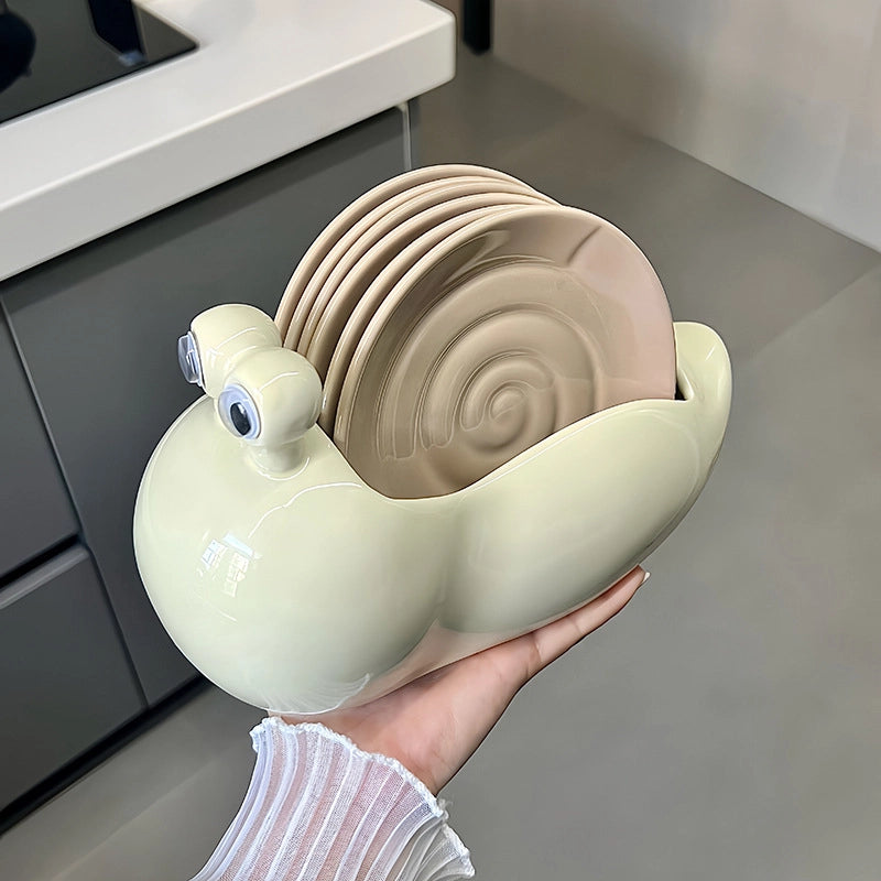 Light Luxury Ceramic Snail Bone Dish Suit Household High-looking Small Dish Living Room Coffee Table Decorative Fruit Plate