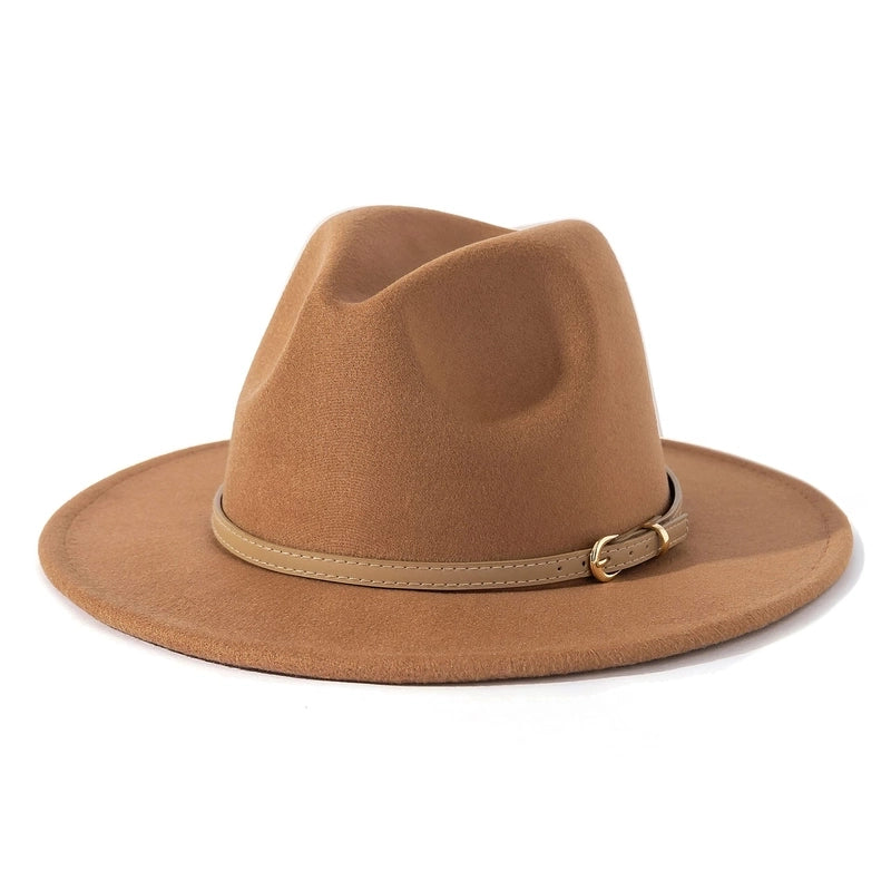 Fashion Flat Top Hat Women's British French Socialite Elegant Felt Hat Autumn And Winter Warm Jazz Hat Men's