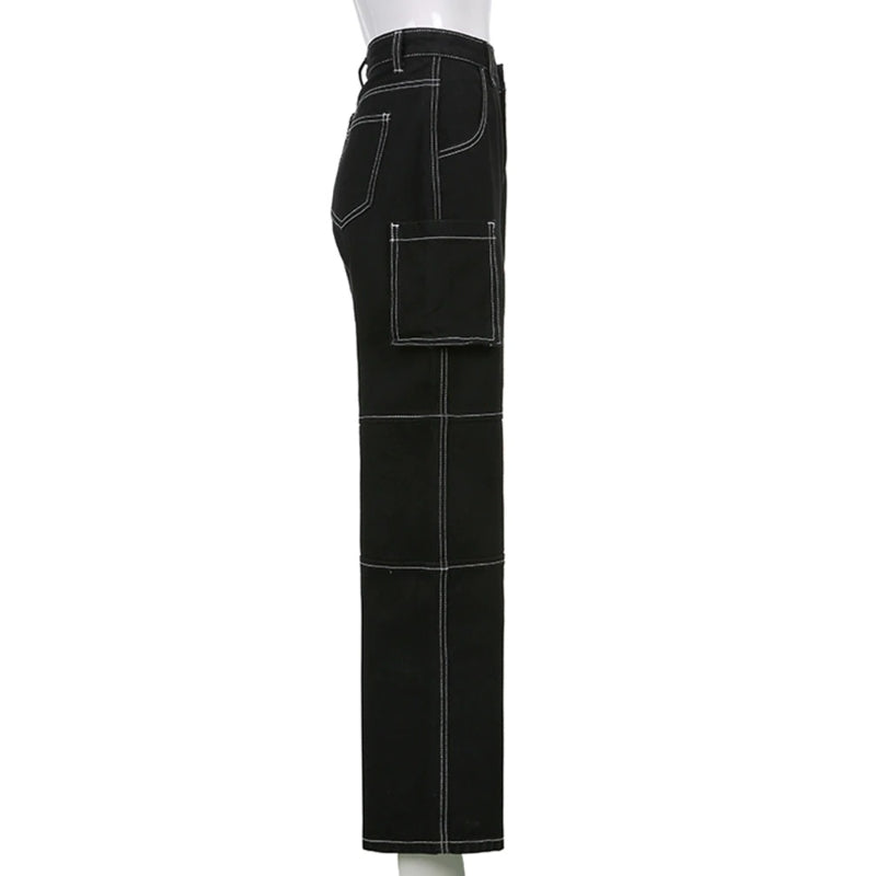 Patchwork Streetwear Baggy Jeans For Women