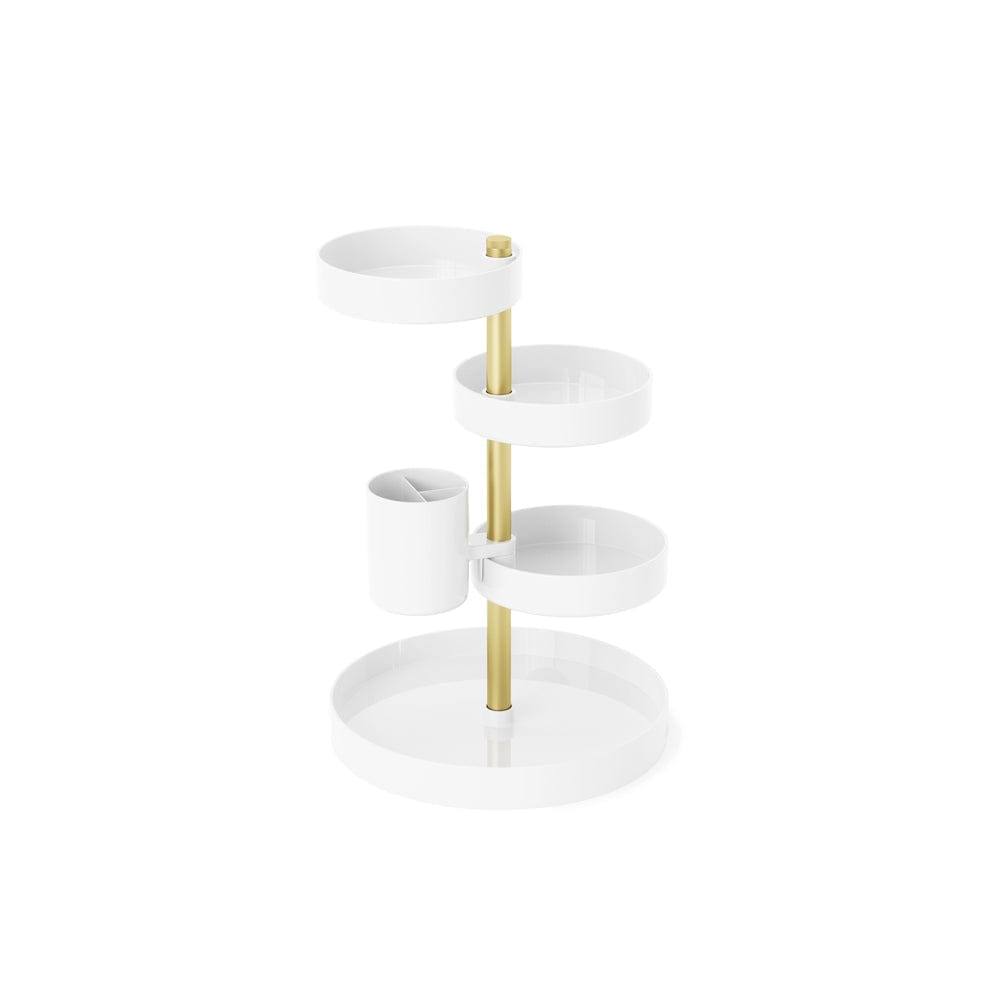 Pirouette Cosmetics Organiser - White & Brass