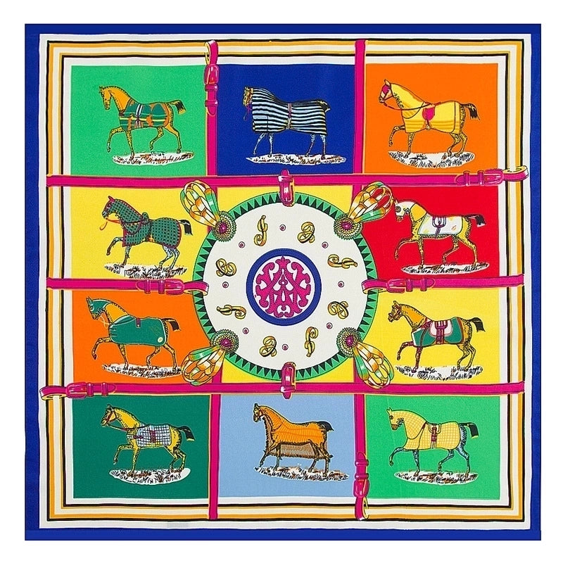Ladies New 60cm Simulation Silk Twill Silk Carriage Flower Square Scarf