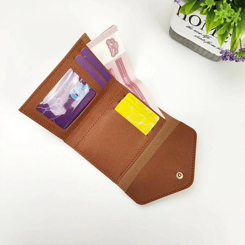 Women's Solid Color Pu Leather Buckle Card Holders