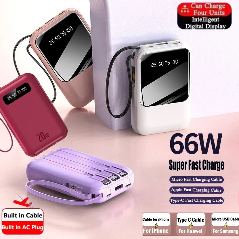 30000mAh Mini Power Bank 66W Super Fast Charging PD22.5W Portable External Battery Power Bank for iPhone Samsung Huawei Xiaomi
