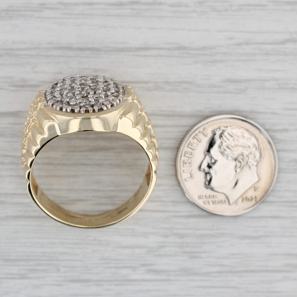 0.80ctw Pave Diamond Cluster Ring 10k Yellow Gold Size 10