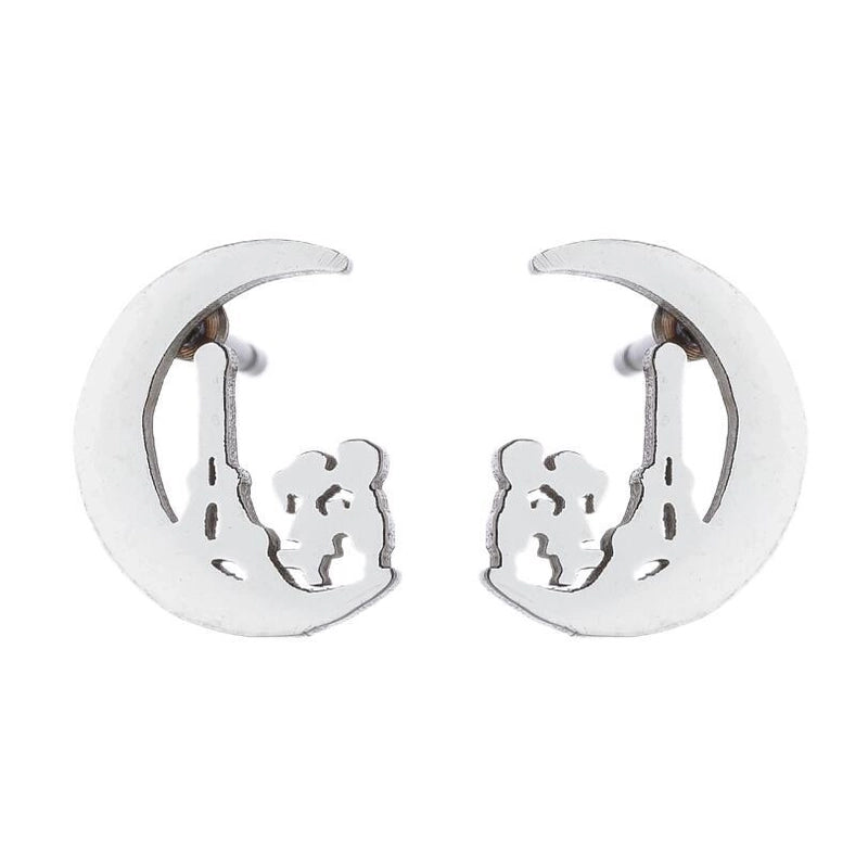 Minimalist Human Gingerbread Apple Stainless Steel Plating Hollow Out Ear Studs 1 Pair