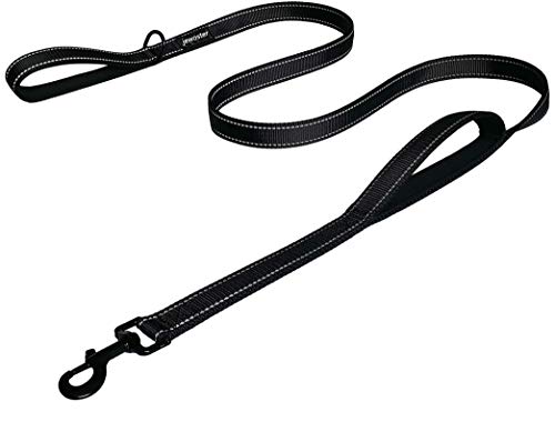 Heavy Duty Dog Leash - 2 Handles by Padded Traffic Handle for Extra Control. 6foot Long - Perfect for Medium to Large Dogs (6 ft. Black)