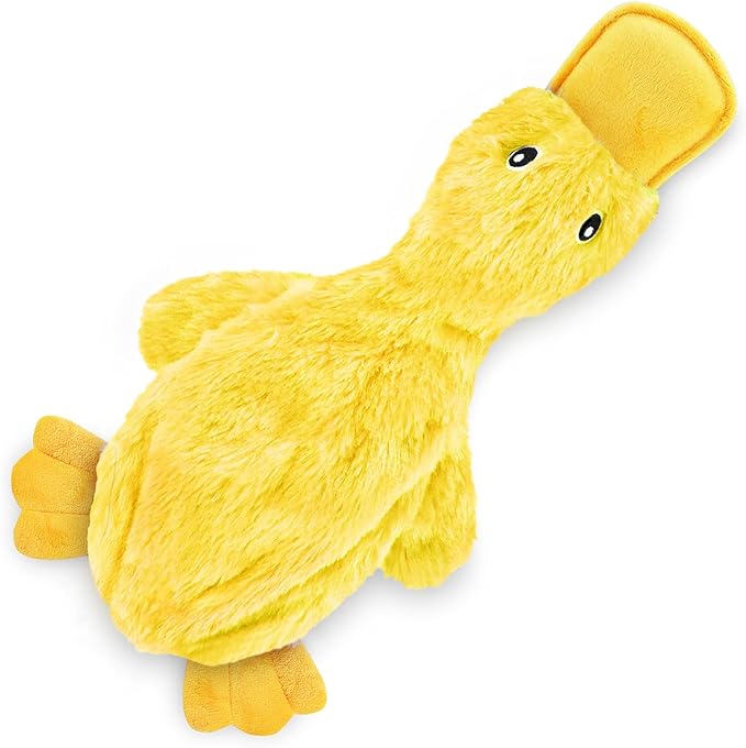 Best Pet Supplies Crinkle Dog Toy for Small Medium Large Breeds, Cute Unstuffed Duck with Soft Squeaker, Fun for Indoor Puppies and Senior Puppies, Plush Unstuffed