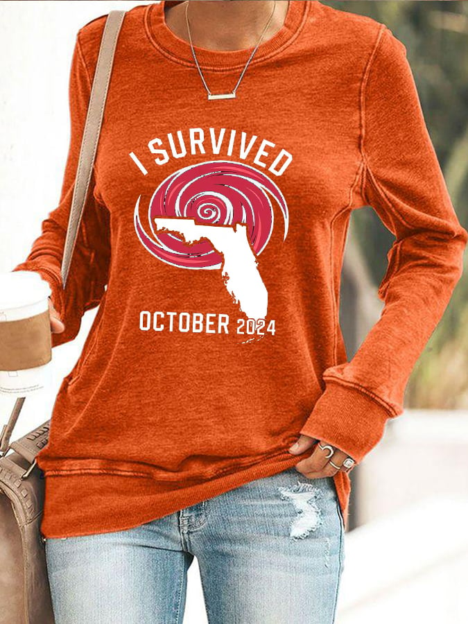 Women's I Survived OCTOBER 2024 Print Sweatshirt