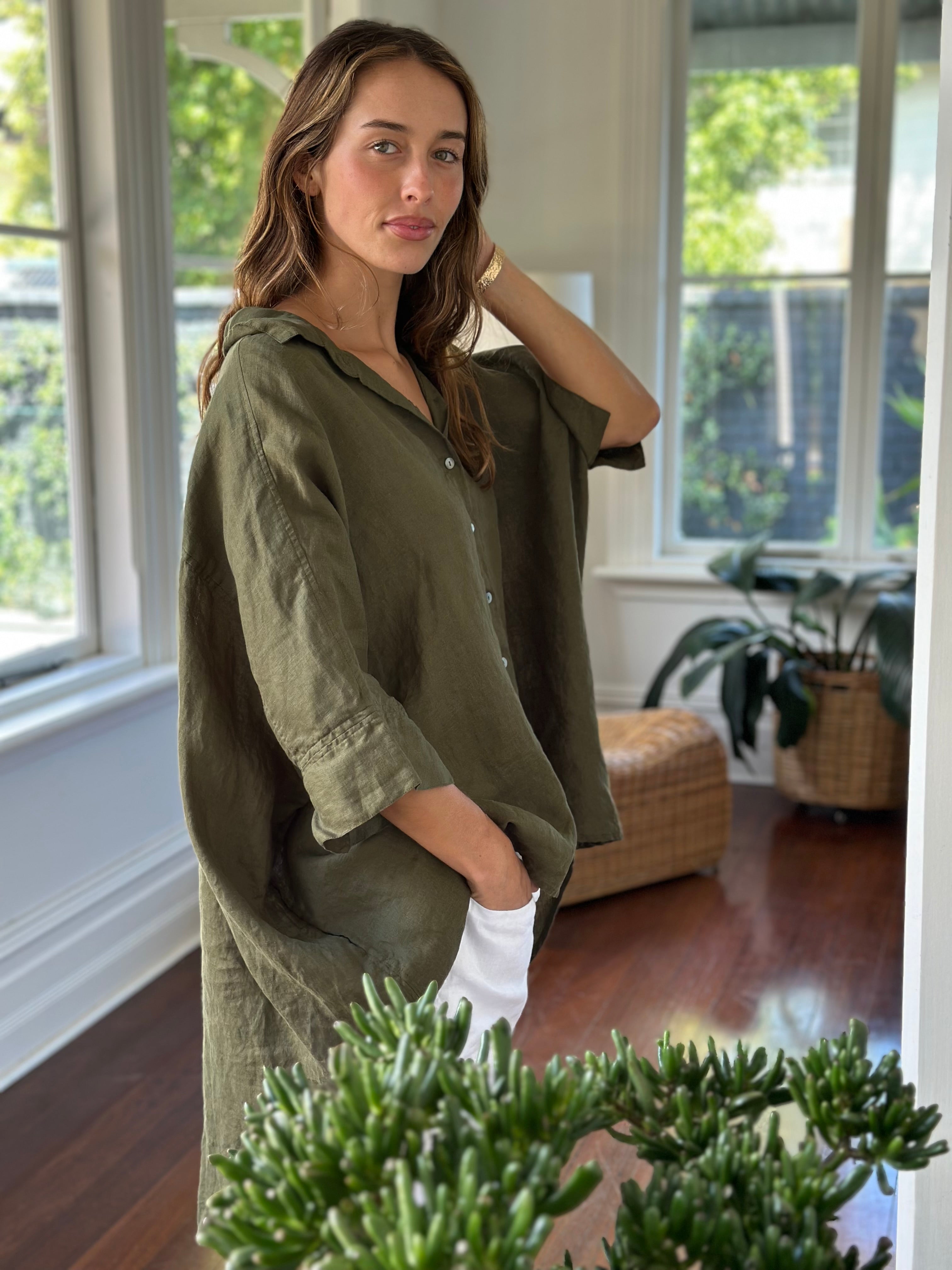 issey shirt - army linen