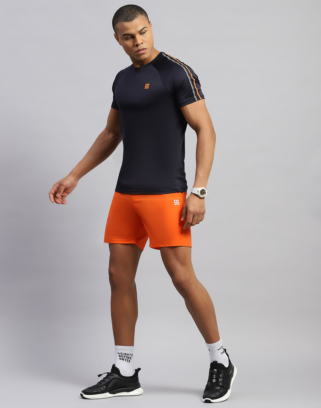 Men Orange Solid Smart Fit Short