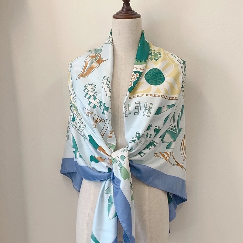 Women's Elegant Minimalist Plant Polyester Silk Scarf