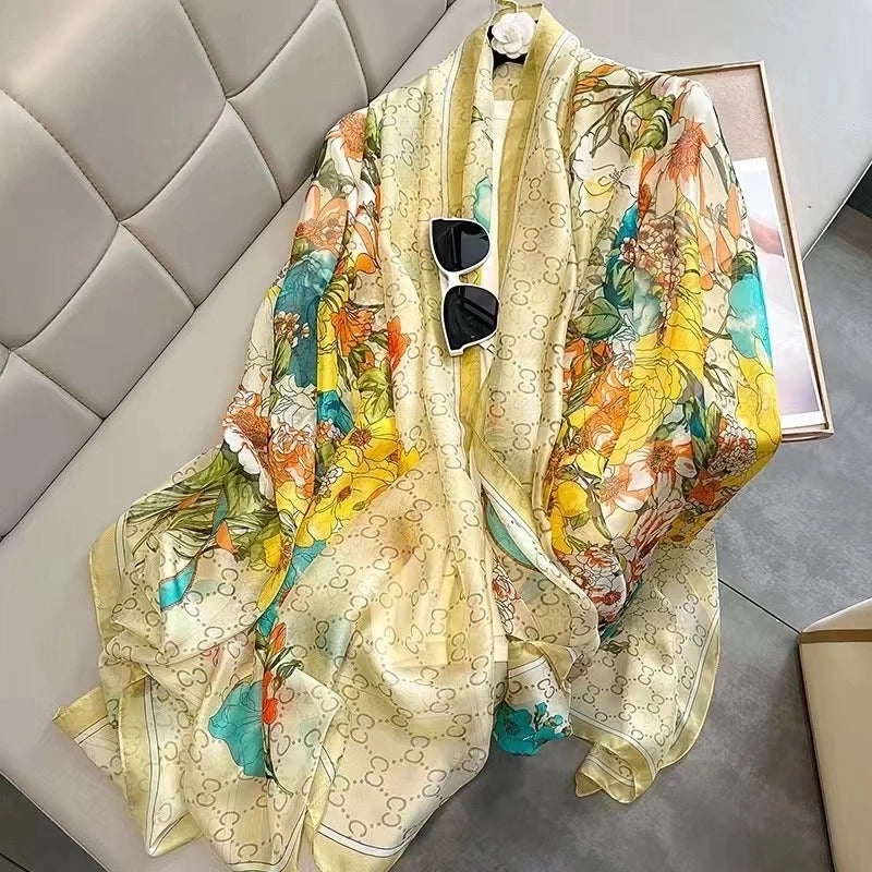 Women's Elegant Geometric Satin Silk Scarf