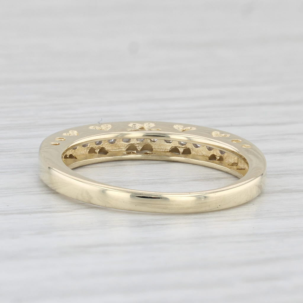0.10ctw Diamond Wedding Band 10k Yellow Gold Sz 6.5 Stackable Ring Heart Bridge