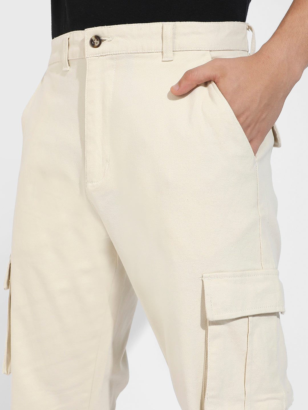 Cuffed Hem Cargo Trousers