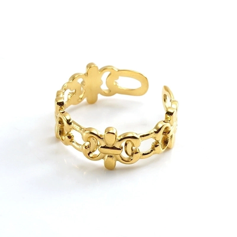 Retro Geometric 304 Stainless Steel Titanium Steel 18K Gold Plated Plating Stainless Steel Rings