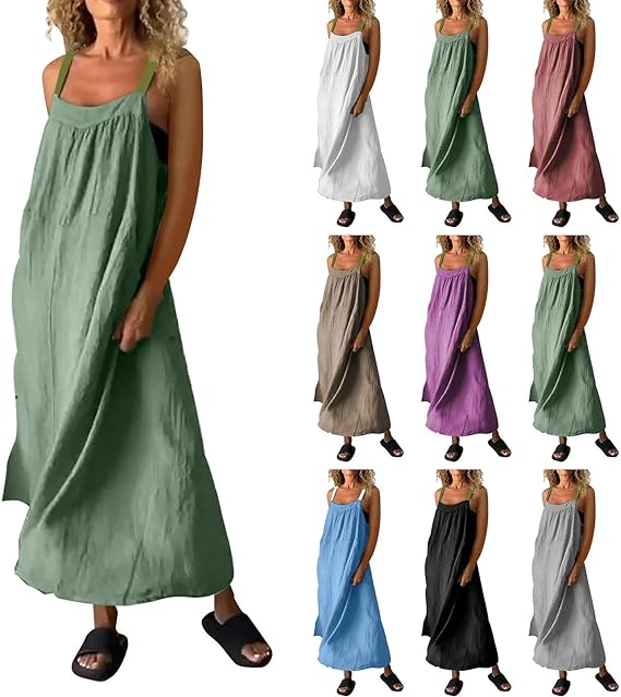 Women's Simple Cotton Linen Sling Dress🔥Free Shipping