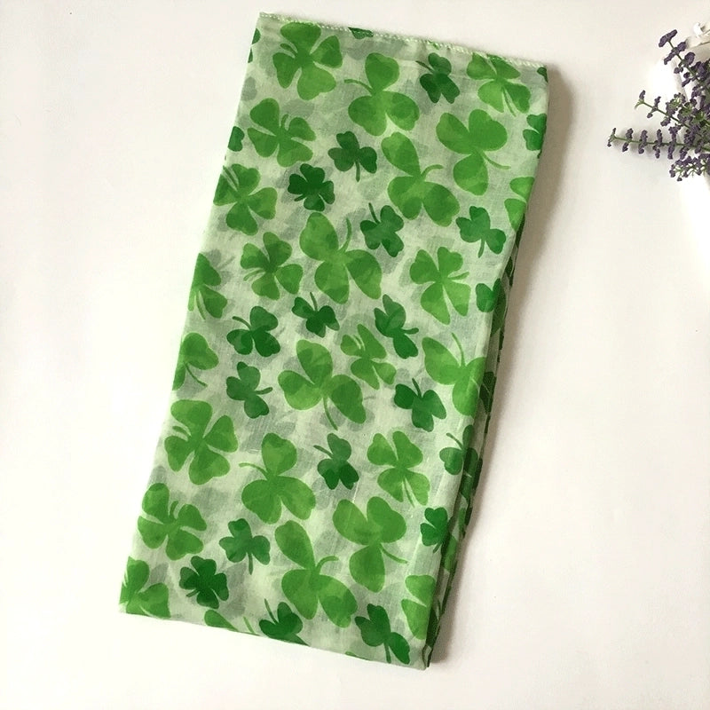 Women's Sweet Four Leaf Clover Voile Printing Scarf