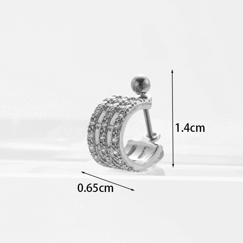 Ear Cartilage Rings & Studs Fashion U Shape 316L Stainless Steel  Copper Inlaid Zircon