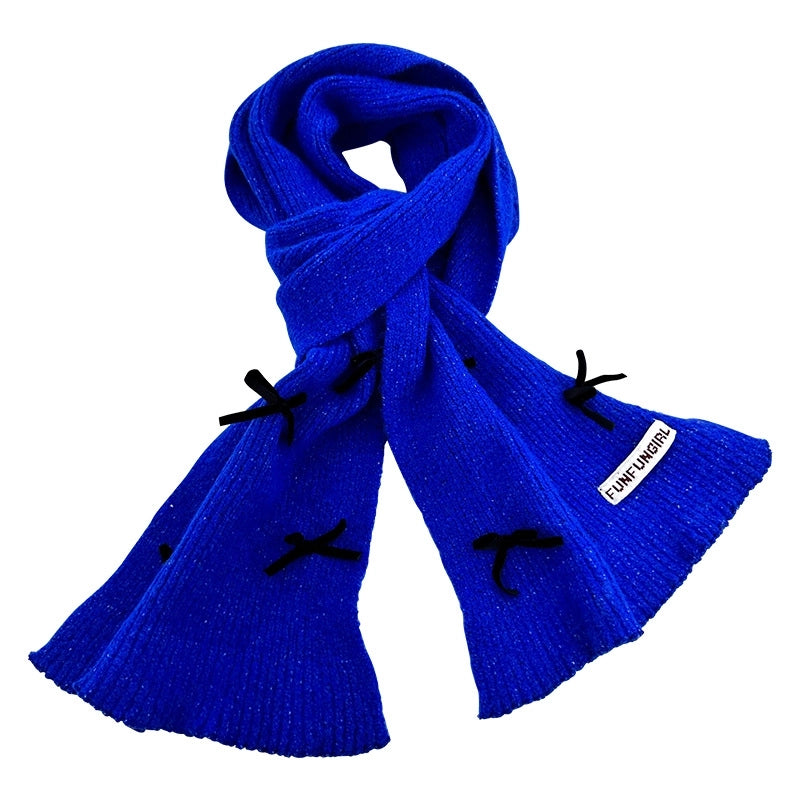 Women's IG Style Solid Color Bow Knot Knit Scarf Sock Cover